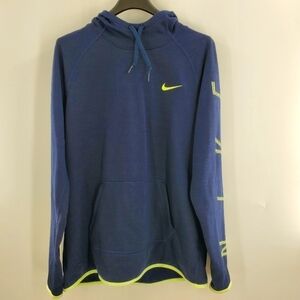 Nike Dri-fit navy blue and neon green hooded sweatshirt size Large